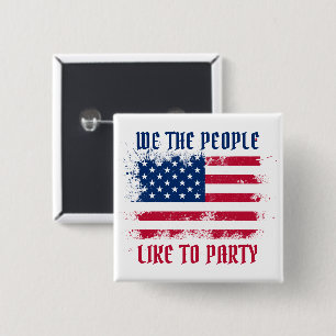 Wir die Menschen Funny Distressed USA Flag 4. Juli Button