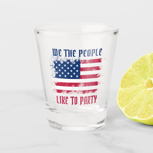 Wir die Menschen Funny Distressed USA Flag 4. Juli Schnapsglas (Vorderseite)