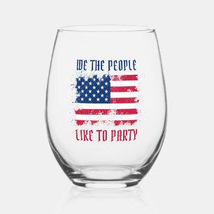 Wir die Menschen Funny Distressed USA Flag 4. Juli Weinglas Ohne Stiel