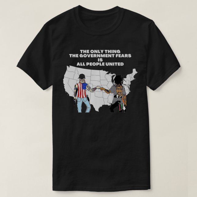 Wir, die Menschen, müssen vereint für Frieden Prem T-Shirt (Design vorne)
