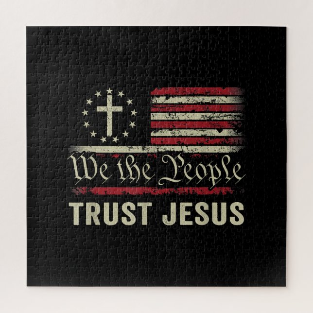 Wir, die Menschen vertrauen Jesus - die US-Flagge  (Vertikal)