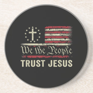 Wir, die Menschen vertrauen Jesus - die US-Flagge Getränkeuntersetzer