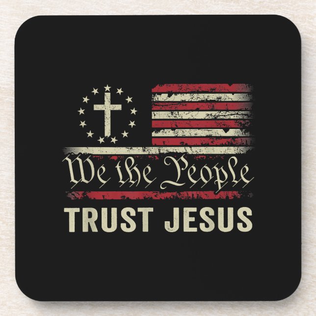 Wir, die Menschen vertrauen Jesus - die US-Flagge  Getränkeuntersetzer (Vorderseite)