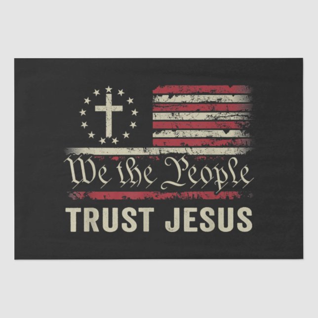 Wir, die Menschen vertrauen Jesus - die US-Flagge  Seidenpapier (Vorderseite)