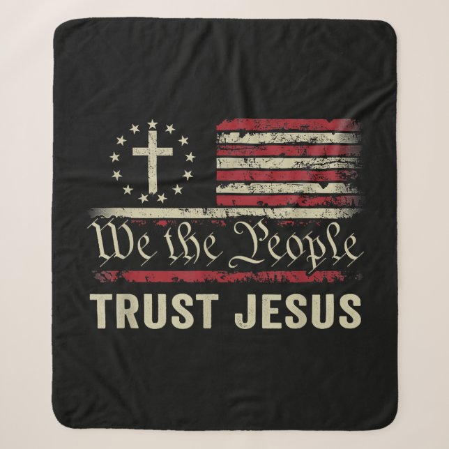 Wir, die Menschen vertrauen Jesus - die US-Flagge  Sherpadecke (Vorderseite)