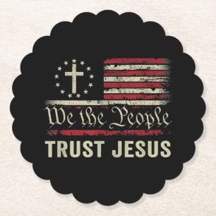 Wir, die Menschen vertrauen Jesus - die US-Flagge  Untersetzer
