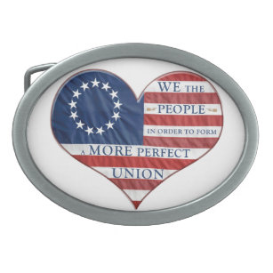 Wir, die "People American Flag Heart Belt Buckle" Ovale Gürtelschnalle