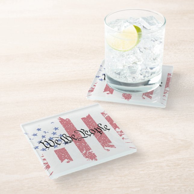 Wir, die "People American Peace Flag" Platsch Glasuntersetzer (Schrägansicht)