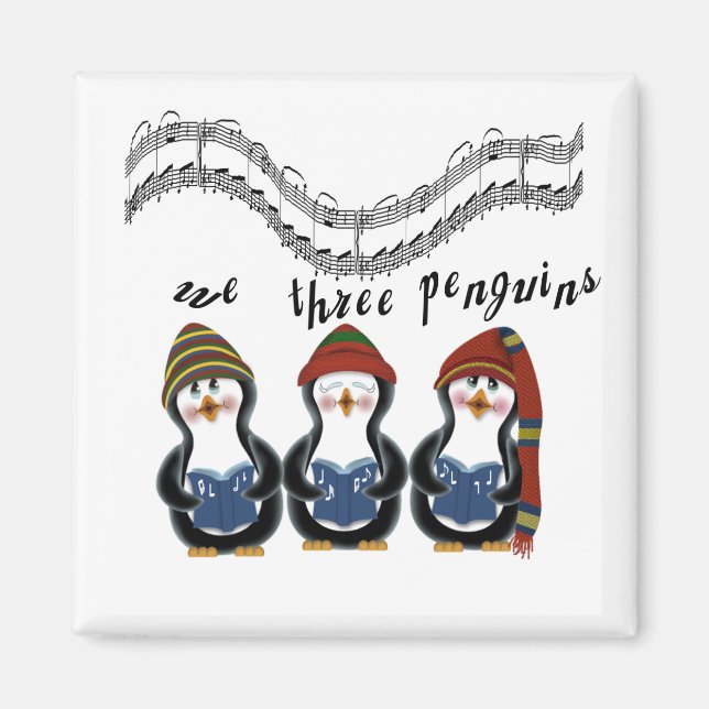 Wir drei Pinguine Holiday Tshirts und Geschenke Magnet (Vorne)
