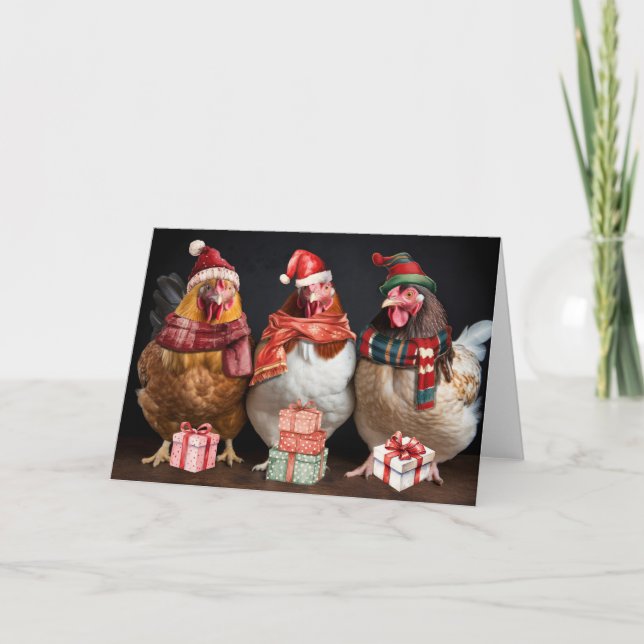 Wir drei Weihnachtswagen Karte (Vorderseite)