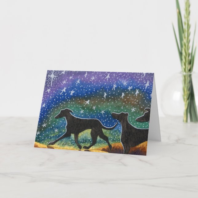 Wir drei Windhundhunde Feiertagskarte (Vorderseite)