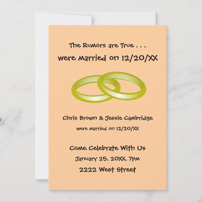 Wir Elopiert! Post Hochzeitsfeier Einladung (Vorderseite)