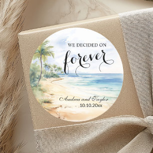 Wir entschieden uns für Forever Beach und Palmen Runder Aufkleber