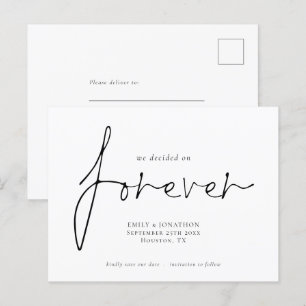 Wir entschieden uns Save the Date für ewig-Script- Einladungspostkarte