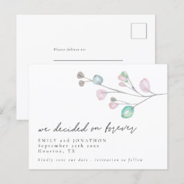 Wir entschieden uns Save the Date für Forever Scri Einladungspostkarte