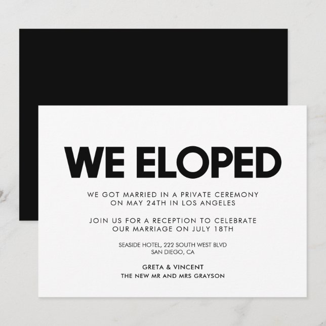 Wir entwickelten eine moderne Hochzeitsankündigung Einladung (Vorne/Hinten)