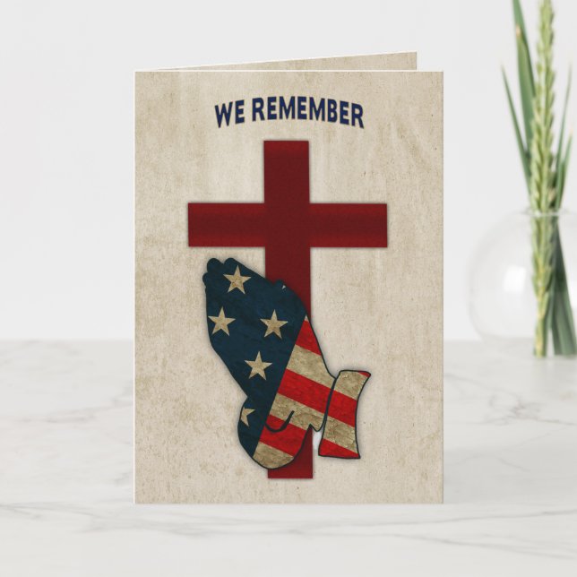 Wir erinnern uns, militärisch, Gebet-Hände/Flagge Karte (Vorderseite)