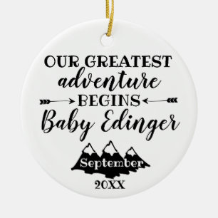 Wir erwarten Baby Ankündigung Keramik Ornament