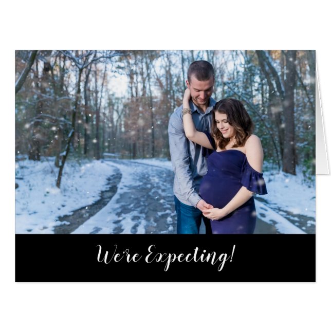 Wir erwarten eine Pregnancy Ankündigung Foto-Karte (Vorderseite (Horizontal))