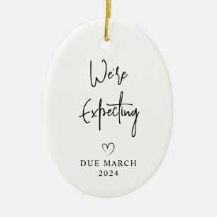 Wir erwarten Eltern Foto Baby fällig 2027 Keramik Ornament
