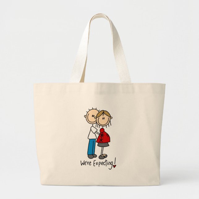 Wir erwarten! Schwangere Strichmännchen-Tasche Jumbo Stoffbeutel (Vorne)