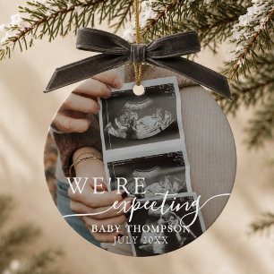 Wir erwarten Ultraschall-Foto-Weihnachten Keramik Ornament