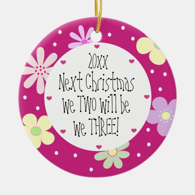 Wir erwarten unser 1. Baby und es ist ein Mädchen- Keramik Ornament (Vorne)