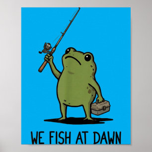 Wir fischen bei Morgengrauen Süßer Frosch Angeln M Poster