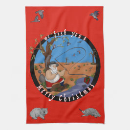 Wir fischen dir ein fröhliches Weihnachten - Aussi Geschirrtuch