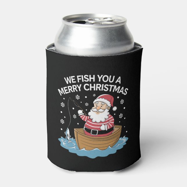 Wir fischen euch ein frohe Weihnachtsfischer Dosenkühler (Kanne Vorderseite)