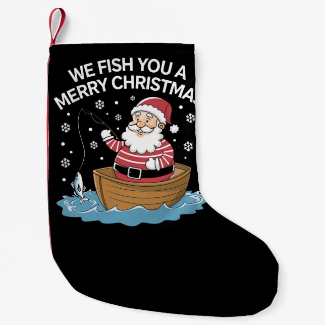Wir fischen euch ein frohe Weihnachtsfischer Kleiner Weihnachtsstrumpf (Vorderseite)
