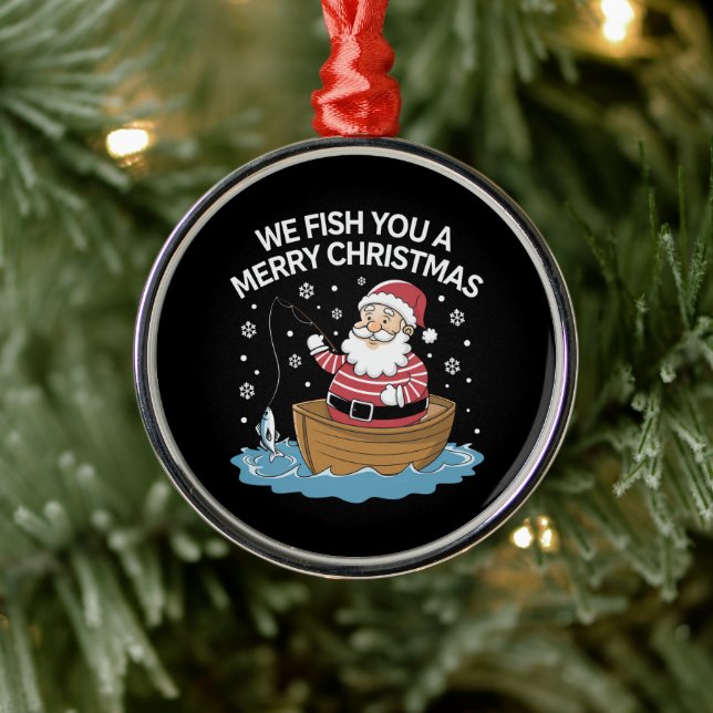 Wir fischen euch ein frohe Weihnachtsfischer Ornament Aus Metall (Baum)