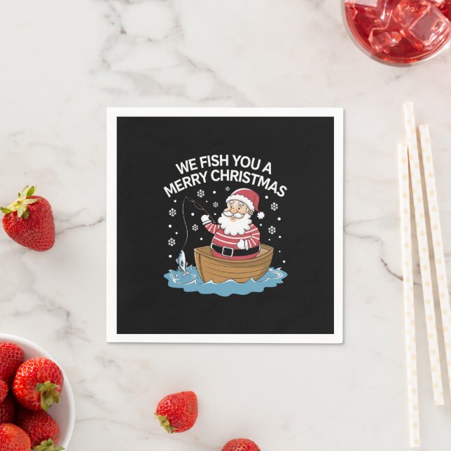 Wir fischen euch ein frohe Weihnachtsfischer Serviette (Beispiel)
