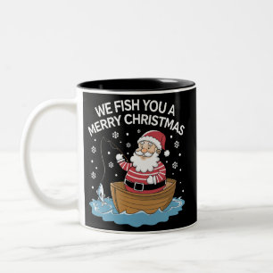Wir fischen Ihnen ein frohes Weihnachten Fischer A Zweifarbige Tasse