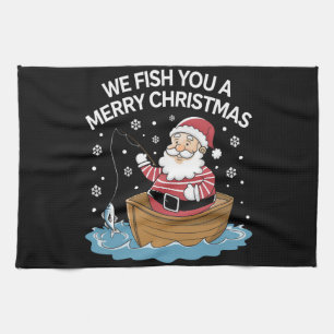 Wir fischen Ihnen ein frohes Weihnachtsfest Fische Geschirrtuch