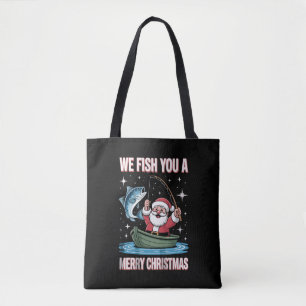 Wir fischen Ihnen ein frohes Weihnachtsfest Fische Tasche