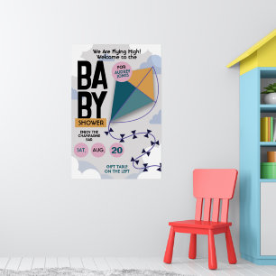 Wir Fliegen Hoch Süßer Drachen Baby Shower Poster