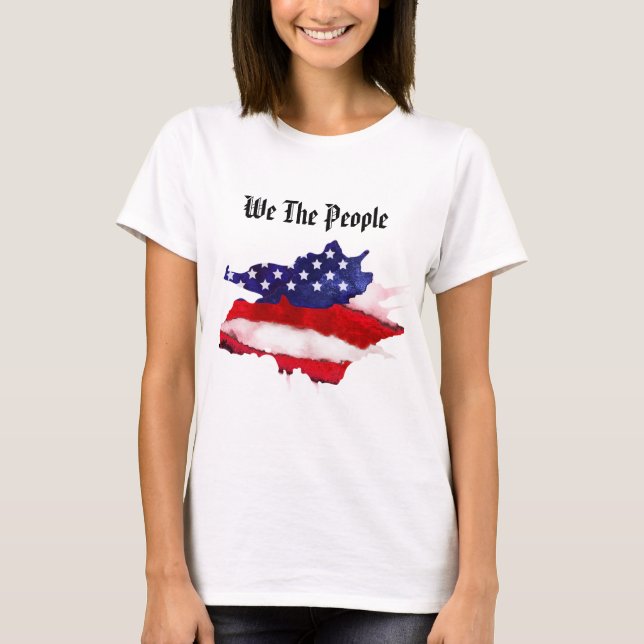 Wir *~* Frauen das Leute-Flagge-Aquarell T-Shirt (Vorderseite)