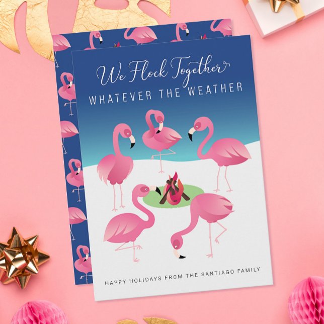 Wir fühlen uns zusammen Pink Flamingos Weihnachtsf Karte (Von Creator hochgeladen)