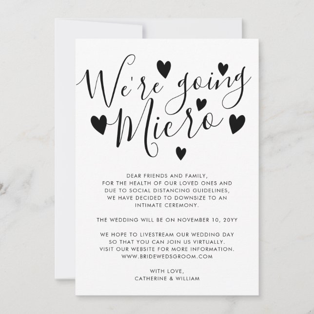 Wir gehen Kleinstkinder, die Hochzeiten verkleiner Ankündigung (Vorderseite)