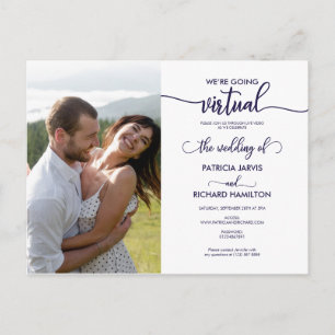 Wir gehen virtuell Online-Hochzeitseinladung Postkarte