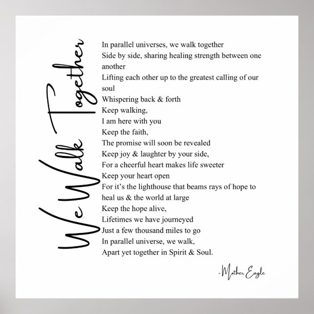 Wir gehen zusammen Liebe Gedicht Plakat Wand Kunst (Vorne)