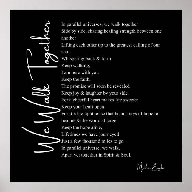 Wir gehen zusammen Liebe Gedicht Plakat Wand Kunst (Vorne)