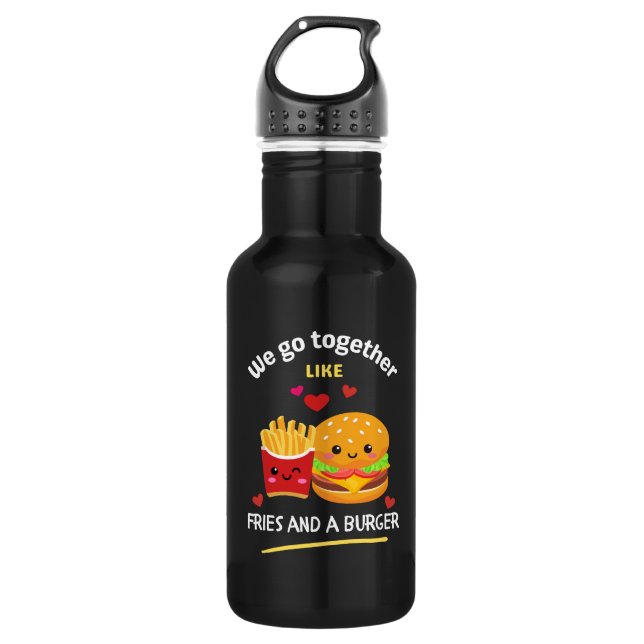 Wir gehen zusammen wie Fries und Burger BESTE FREU Edelstahlflasche (Vorderseite)