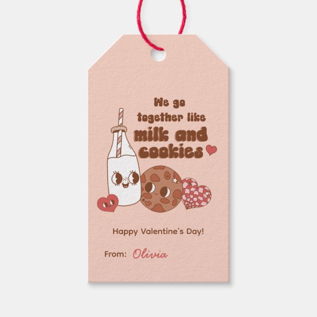 Wir gehen zusammen wie Milch und Kekse Valentins Geschenkanhänger (Vorderseite)