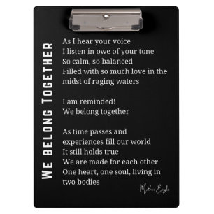 Wir gehören zusammen Liebe Gedicht Plakat Wand Kun Klemmbrett