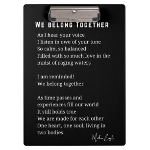 Wir gehören zusammen Liebe Gedicht Plakat Wand Kun Klemmbrett