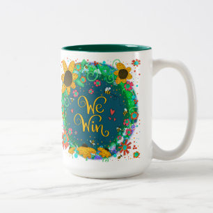 Wir gewinnen Hübschen Blumenstrauß gesegnet Zitat Zweifarbige Tasse