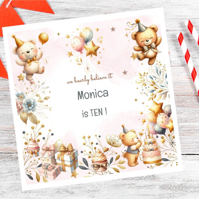 Wir glauben früh, königliche Teddy Bär Kindergebur Serviette (Von Creator hochgeladen)