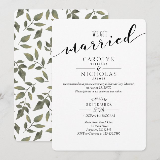 Wir Got eine Verheiratete "Simple Greenerity Weddi Einladung (Vorne/Hinten)